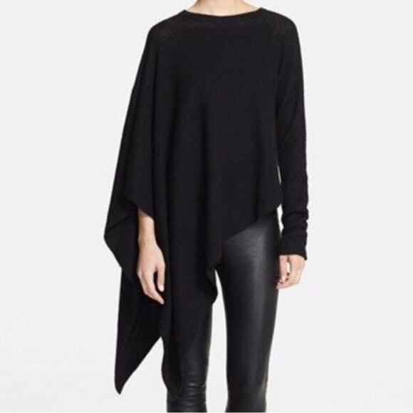 Helmut Lang Black Asymmetrical Alpaca Poncho Rare - Picture 1 of 5
